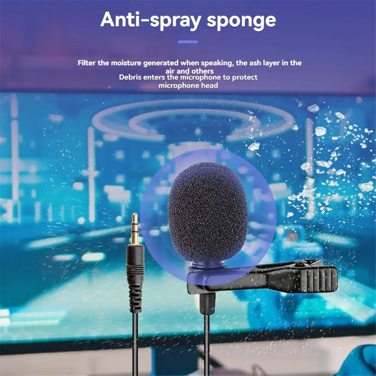 A64K 2Pcs Lavalier Lapel Microphones 3.5mm Connector Lavalier Microphone for Cameras/Desktop Computers/Sound Cards