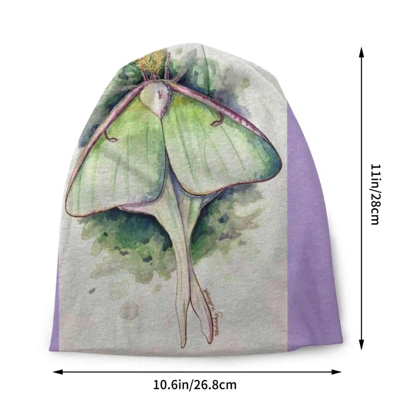 Watercolor Luna Moth Knitted Hat Warm Beanie Outdoor Caps Watercolor Luna Moth Kdh Arts Kimberly Holbrook Traditional Art