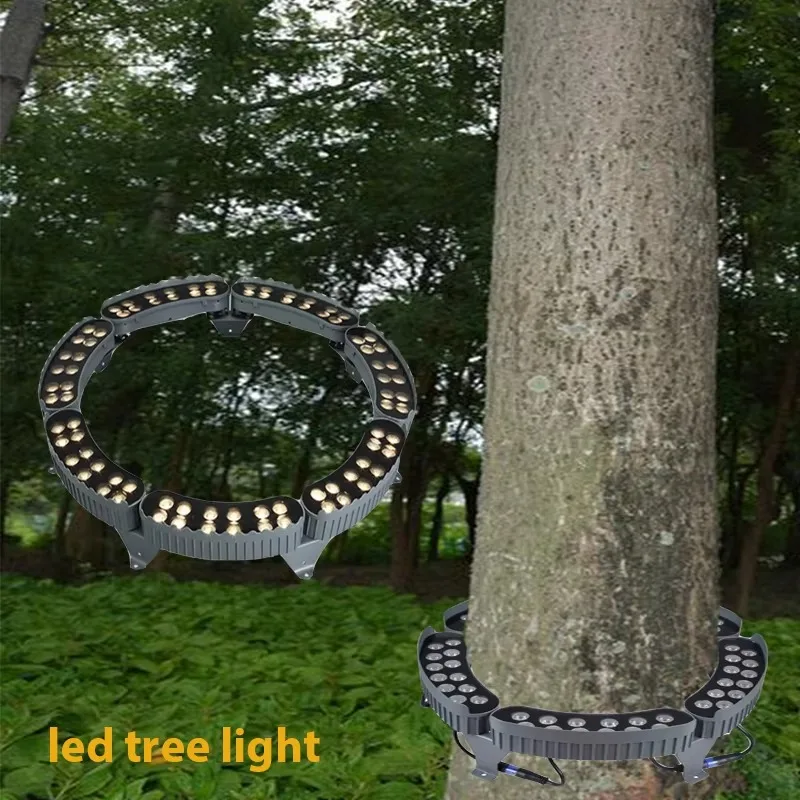 

Пейзажная садовая лампа Hug Tree Light Ac220v DC24v Ip66 84w Rgb Chasing Color Palm Tree Ring Light