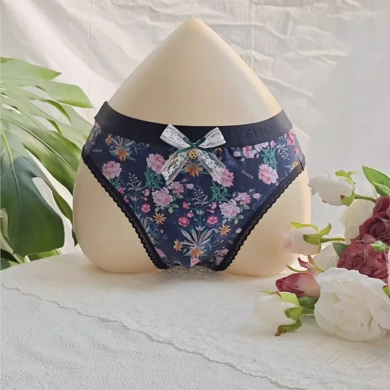 Underwear Man's Flower Lace Hem Bow Briefs Harajuku BF Gifts LGBQT Sexy Lingerie view 2