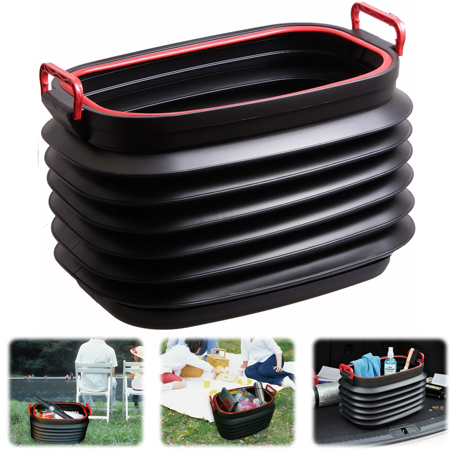 

37L Folding Bucket Multifunctional Storage Bucket Portable Car Trunk Organizer Outdoor Fishing Bucket for Fishing Camping