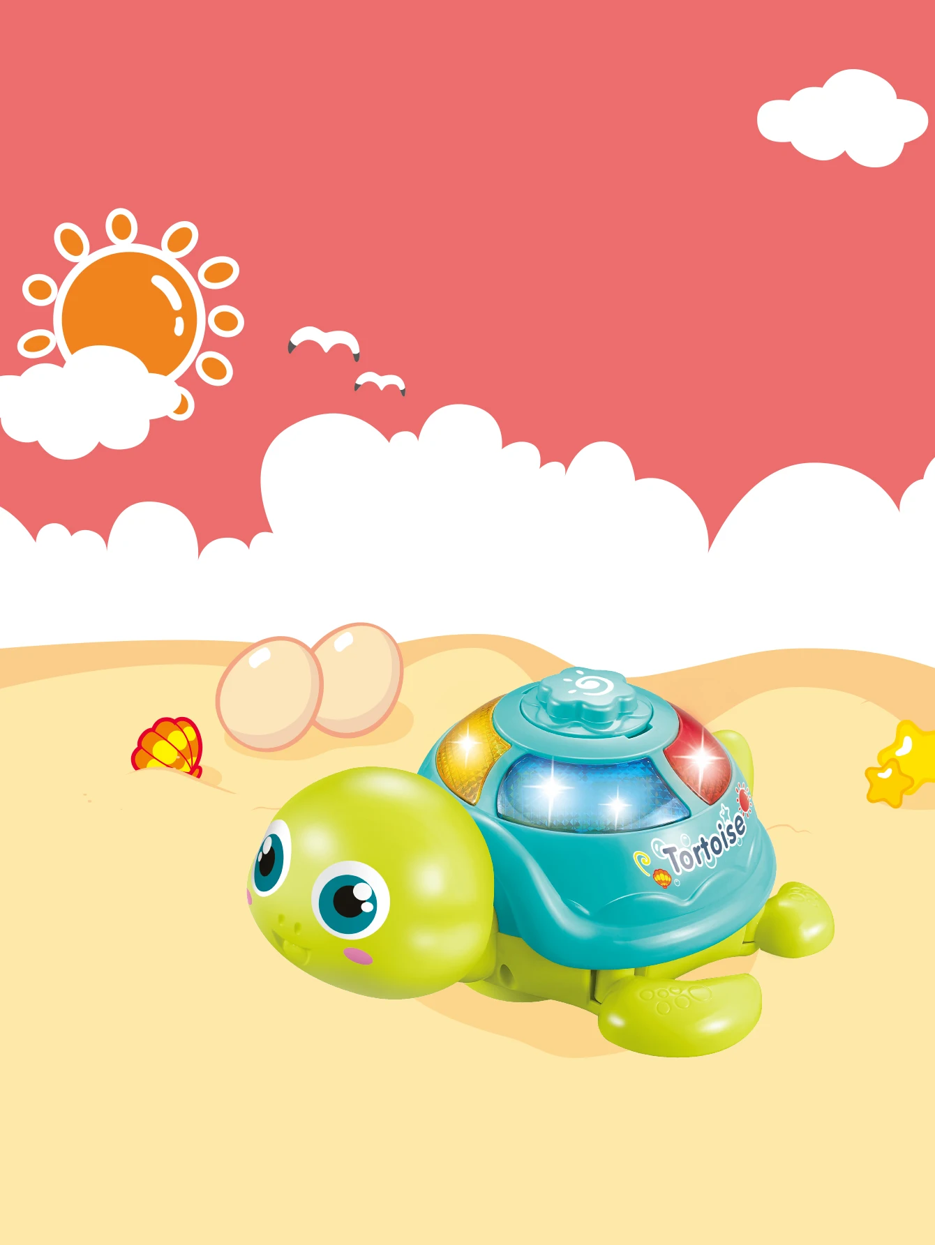 Electric egg-laying turtle toy Suitable for children over 3 years old with light, sound with universal wheel function