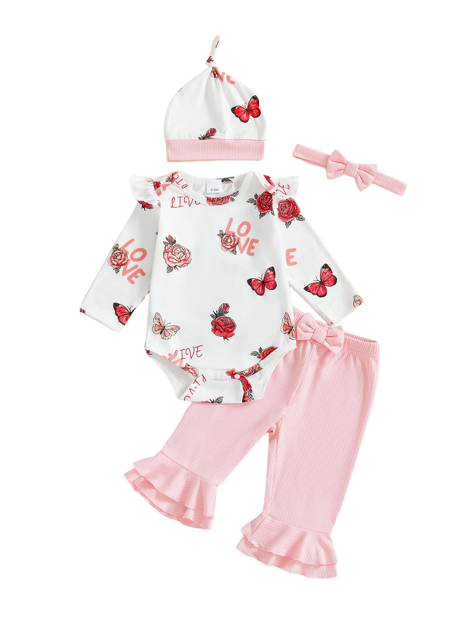 طفل فتاة عيد الحب الزي القلب طباعة طويلة الأكمام رومبير مضيئة السراويل عقال 3 قطع مجموعة الحب موضوع الملابس #4