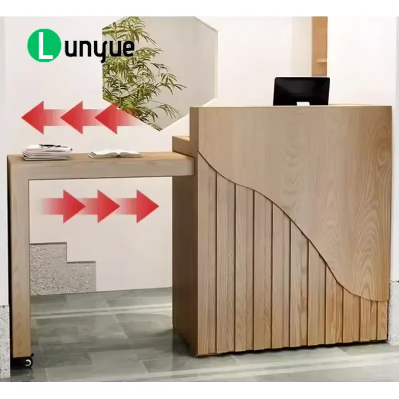 Modern Wood Front Desk Commercial Reception Counter for Beauty Office Furniture Sturdy Design Professional Look