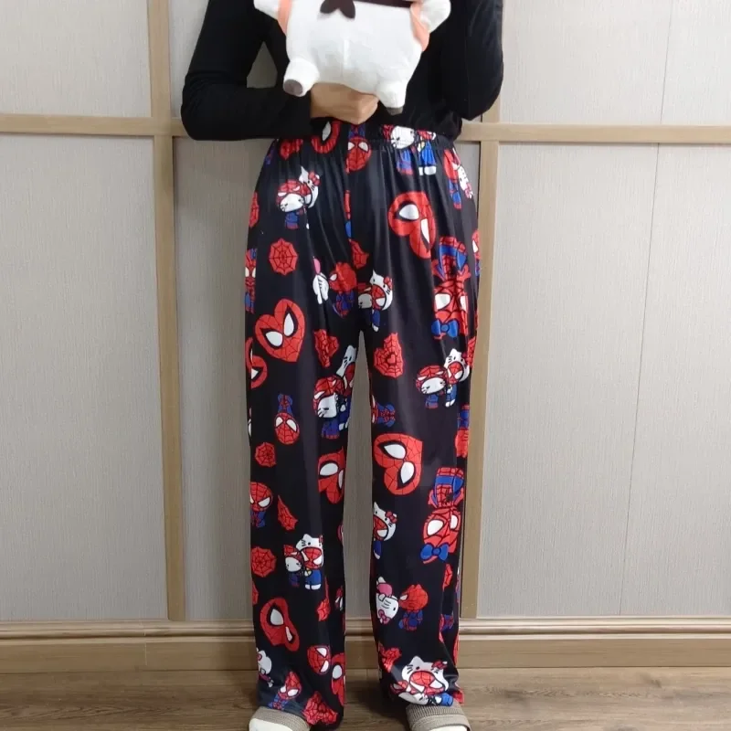 

Новейшие хлопковые свободные женские пижамные штаны Hello Kitty, пижамные брюки, женские и мужские штаны для сна, одежда для отдыха, весенние штаны для сна для девочек