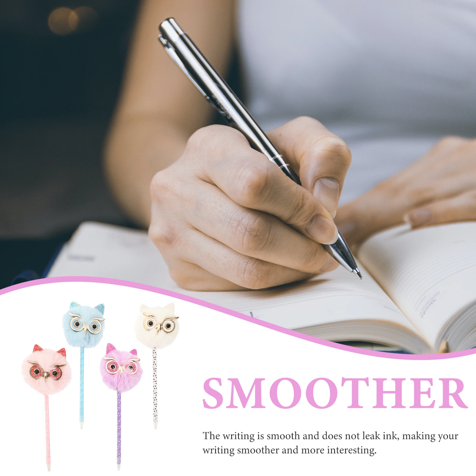 

4Pcs Household Writing Pens Fine Craftsmanship Owl Shape Decorative Pen for Students and Friends