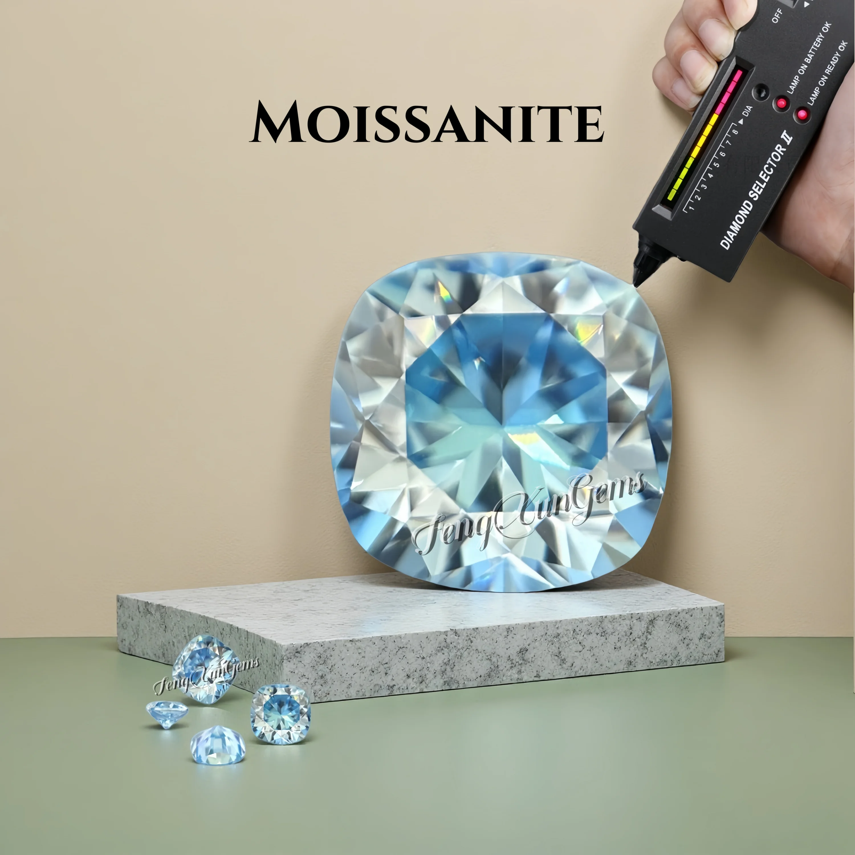 Top Wholesale Prices Cushion shape Moissanite Loose Stone VVS1 Excellent Cut Aquamarine Gemstones with GRA for ring Necklace