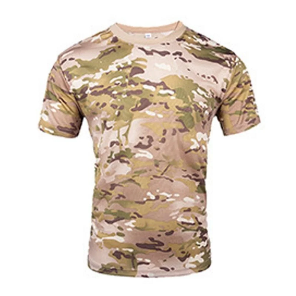 T-shirt mimetica Abbigliamento da pesca mimetico T-shirt sportive all'aria aperta Traspirante Comoda fibra di poliestere Manica corta