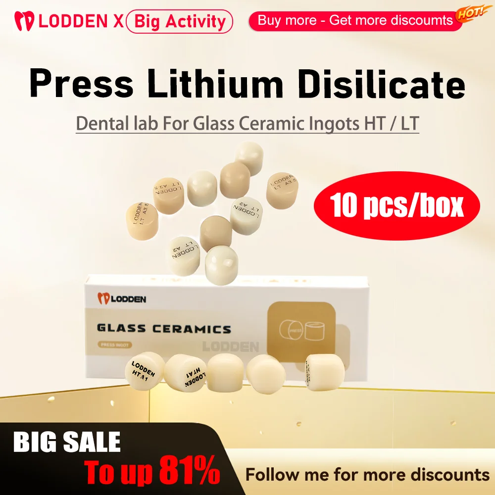 

LODDEN 10PCS Press Lithium Disilicate Glass Ceramic Ingots Dental Lab Dental Blocks CAD CAM High-quality