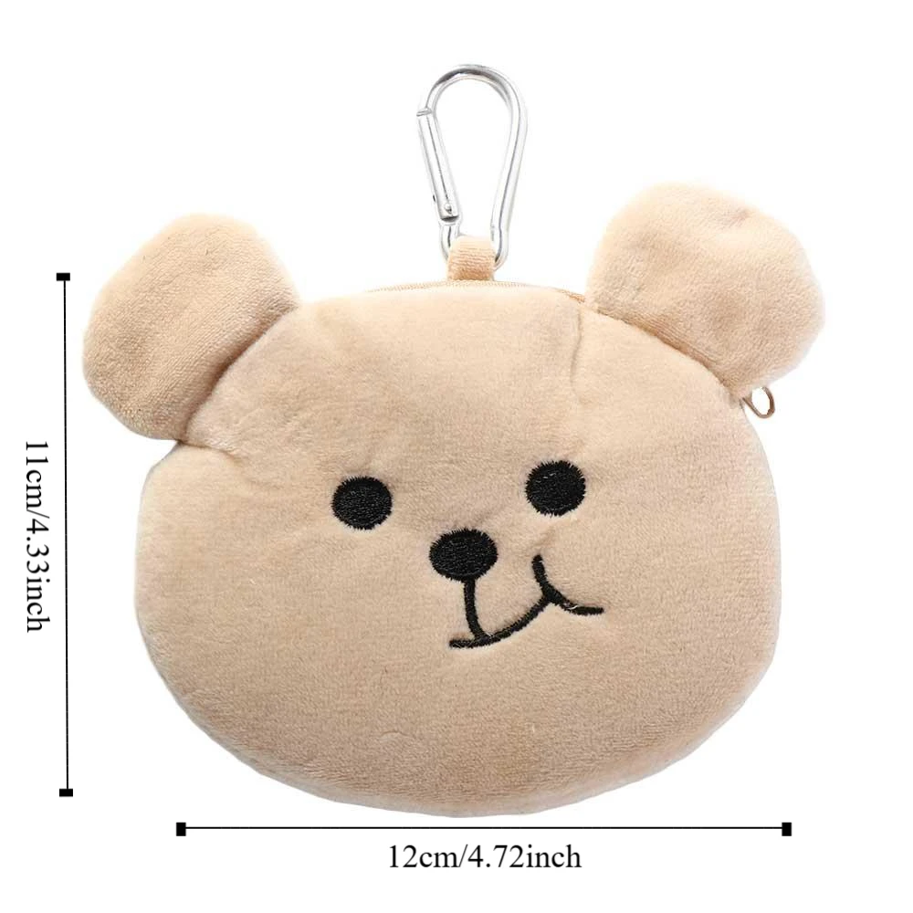 Earphone Date-cable Bag Zipper Plush Bear Coin Purse Cartoon Three-dimensional Cartoon Storage Bag Korean Style Portable Men