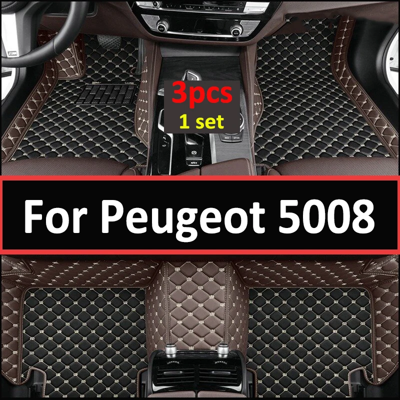 

Car Floor Mats For Peugeot 5008 P87 MK2 2017~2023 Pad Luxury Leather Mat Carpets Durable Rugs Set Interior Parts Car Accessories