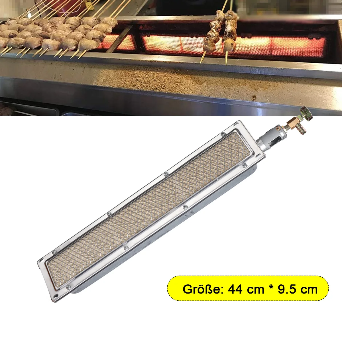 Hochwertiger Gasbrenner für BBQ-Grills, Lebensmittelverarbeitung & landwirtschaftliche Trocknung, gleichmäßige Wärmeverteilung, rauchfrei, schadstofffrei für Restaurants, Bauernhöfe & Lebensmittelindustrie, 44 x 9,5 cm Gas-Infrarot-Keramikbrenner, Metall- & Keramikkonstruktion, Grillbrenner. – Detail 2