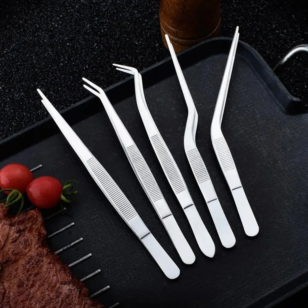 3/5/6 Pcs Stainless Steel Food Tongs Kitchen Tweezer Tongs Professional Chef Tweezers Set for Precise Gripping Cooking Baking