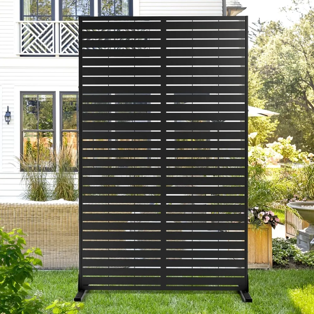 Metal Privacy Screen Outdoor 72 H×44 W,Freestanding Decorative Privacy Screen for Balcony Yard&Garden,Privacy, Customized