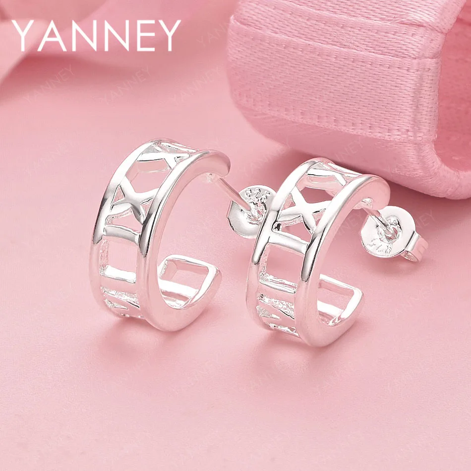 

Изысканные женские серьги из стерлингового серебра 925 пробы с римскими цифрами, стильные свадебные аксессуары, ювелирные изделия, подарки на вечеринку