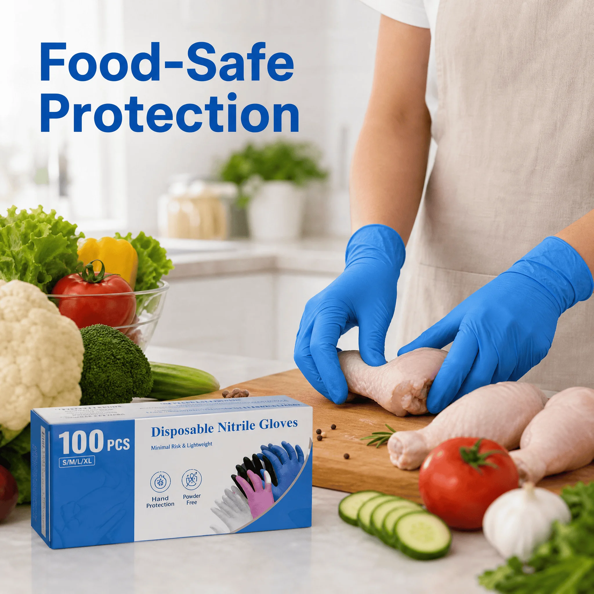 Disposable Nitrile Gloves 20/100Pcs Powder‑Free S/M/L/XL Pink White Blue Black Multi‑Color Work Gloves for Cleaning Kitchen Tattoo Household Protective Gloves