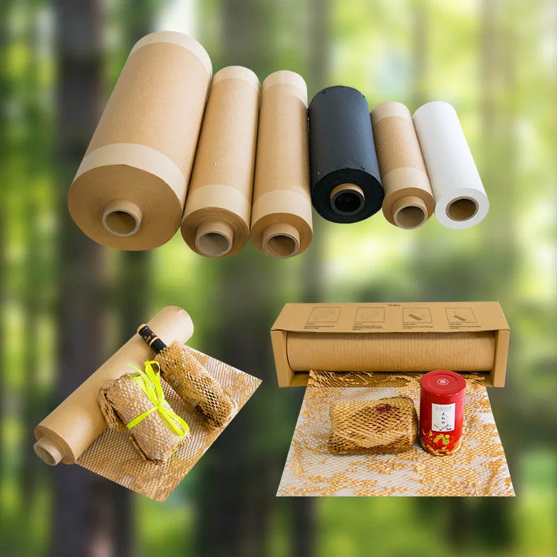 

In Store Buffer Protective Packaging Roll Cushioning Kraft Honeycomb Wrapping Paper 5 Pieces