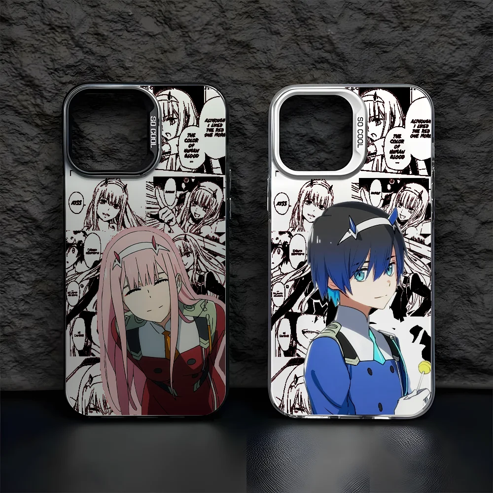 D-DARLING In F-FRANXXES Phone Case For IPhone 16 15 14 13 12 11 Pro Max Black Matte Multicolor Laser Metallic Aurora Funda