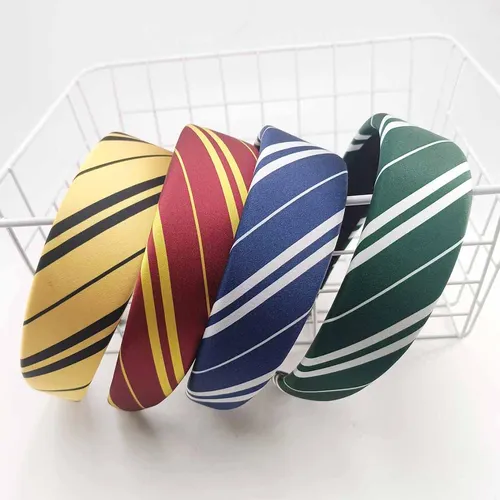 1/4 Uds. Disfraz de mago universitario mágico Slytherin estilo Cosplay aro de pelo Vintage accesorios de diadema de seda a rayas para niñas