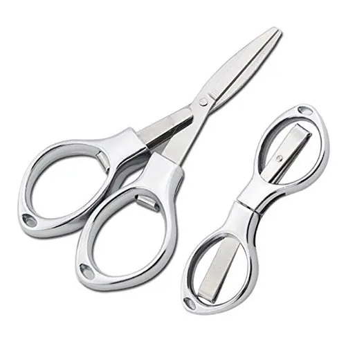 Househeld Kitchen Home Daily Mini Foldable Portable Stainless Steel Scissors 8-Shape Glasses Cut Fishing Line Scissors