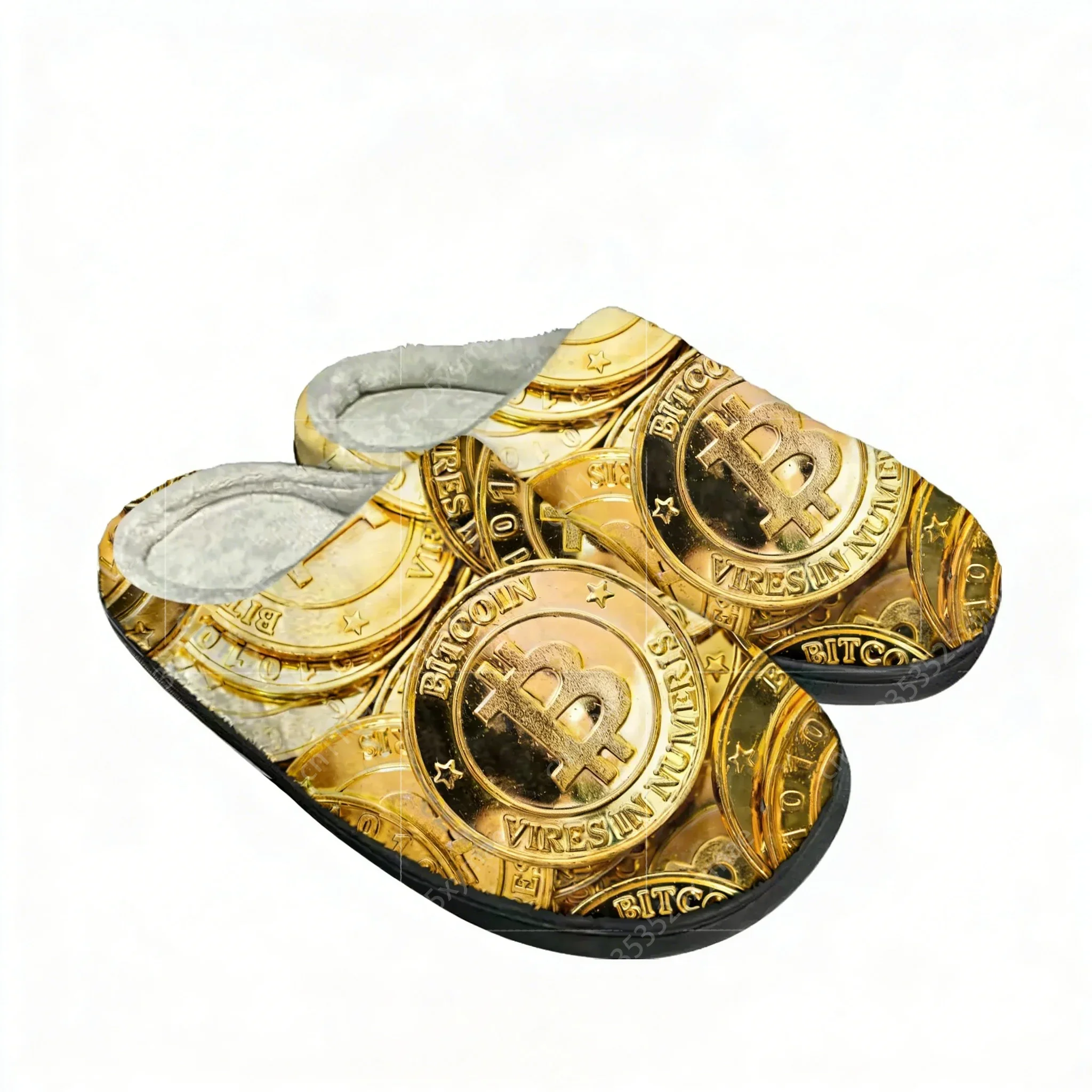 

Bitcoin Cryptocurrency Miner BTC Home Cotton Custom Slippers Mens Womens Teenager Plush Casual Keep Warm Shoes Thermal Slipper