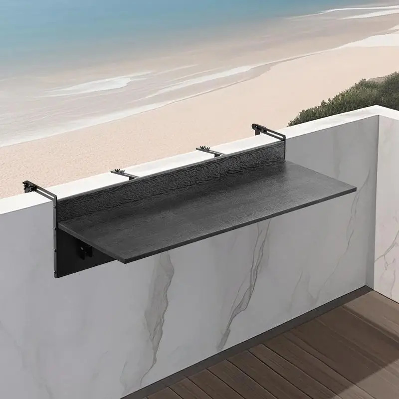 Table Suspendue pour Balcon, 1500 x 450 x 240 mm, Table de Bar Pliante pour Balustrades de Balcon Extérieur, avec Plateau 1500 x 300 mm, Installation Facile, pour Garde-corps de Patio Terrasse