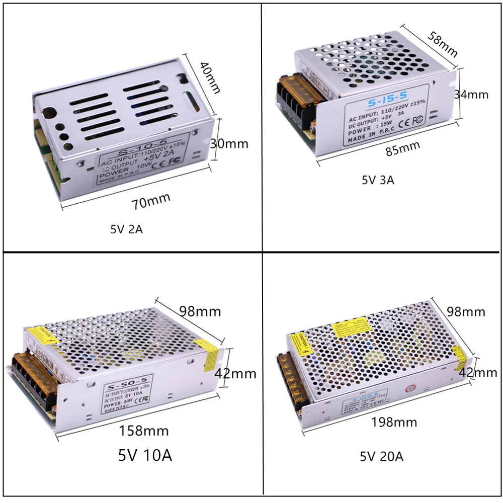 Led Driver AC100-240V to DC5V 12V 24V 1A 2A 3A 5A  10A 15A 20A 30A 40A 60A Power Adapter for LED Strip light Supply Transformer