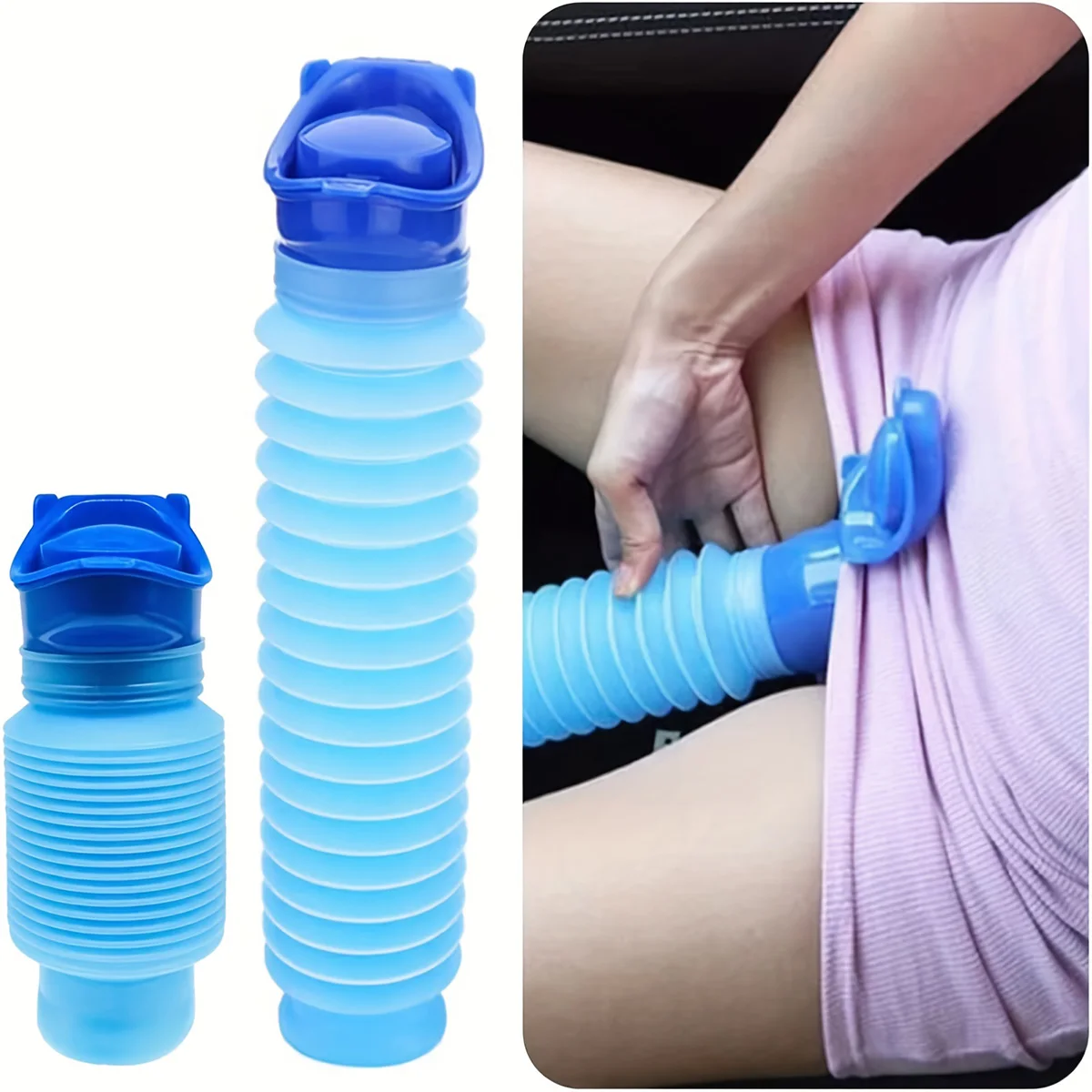 Bolsa de orina portátil para exteriores de 750ML, Mini inodoro para viajes, campamento, senderismo, orinal, entrenamiento para niños, Ansblue plegable