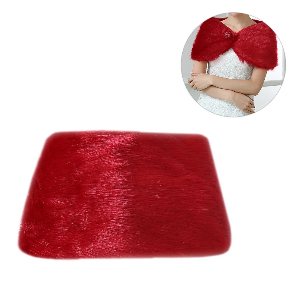 شال دافئ للنساء العروس شال شتوي خفيف الوزن من ألياف الأكريليك كيب أحمر أنيق لحفلات الزفاف موضة حفلات الزفاف والحفلات الراقصة