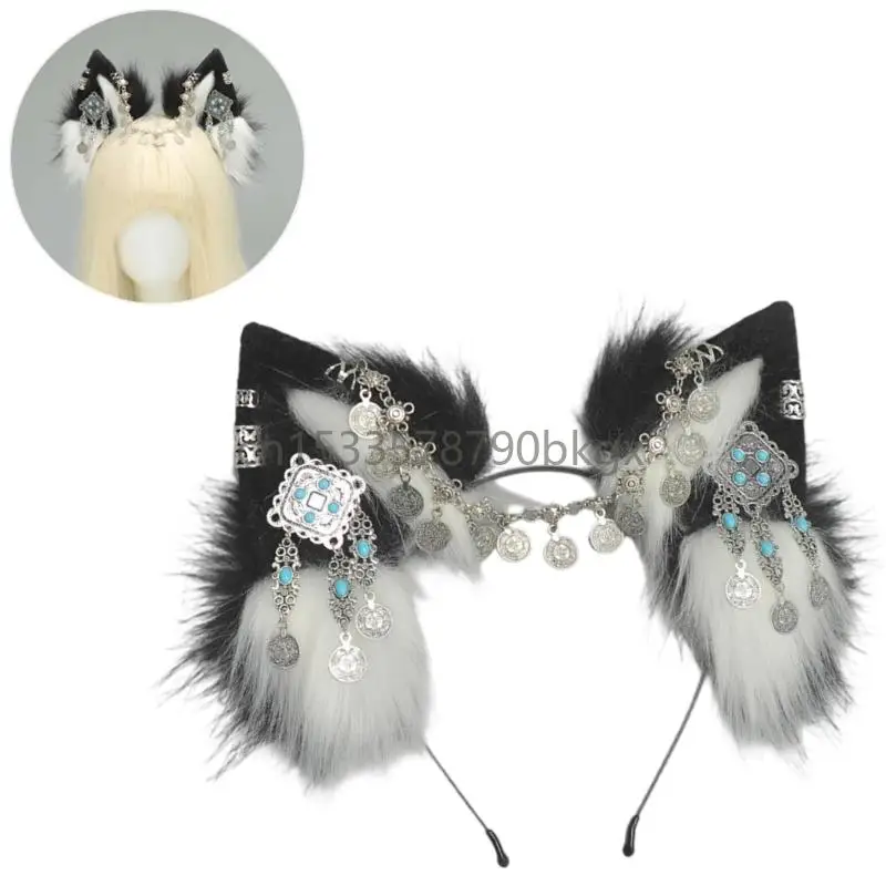 

Практические пушистые плюш косплей Ушная ушная головка Хэллоуин для ролевых и фестивальных собраний J78E