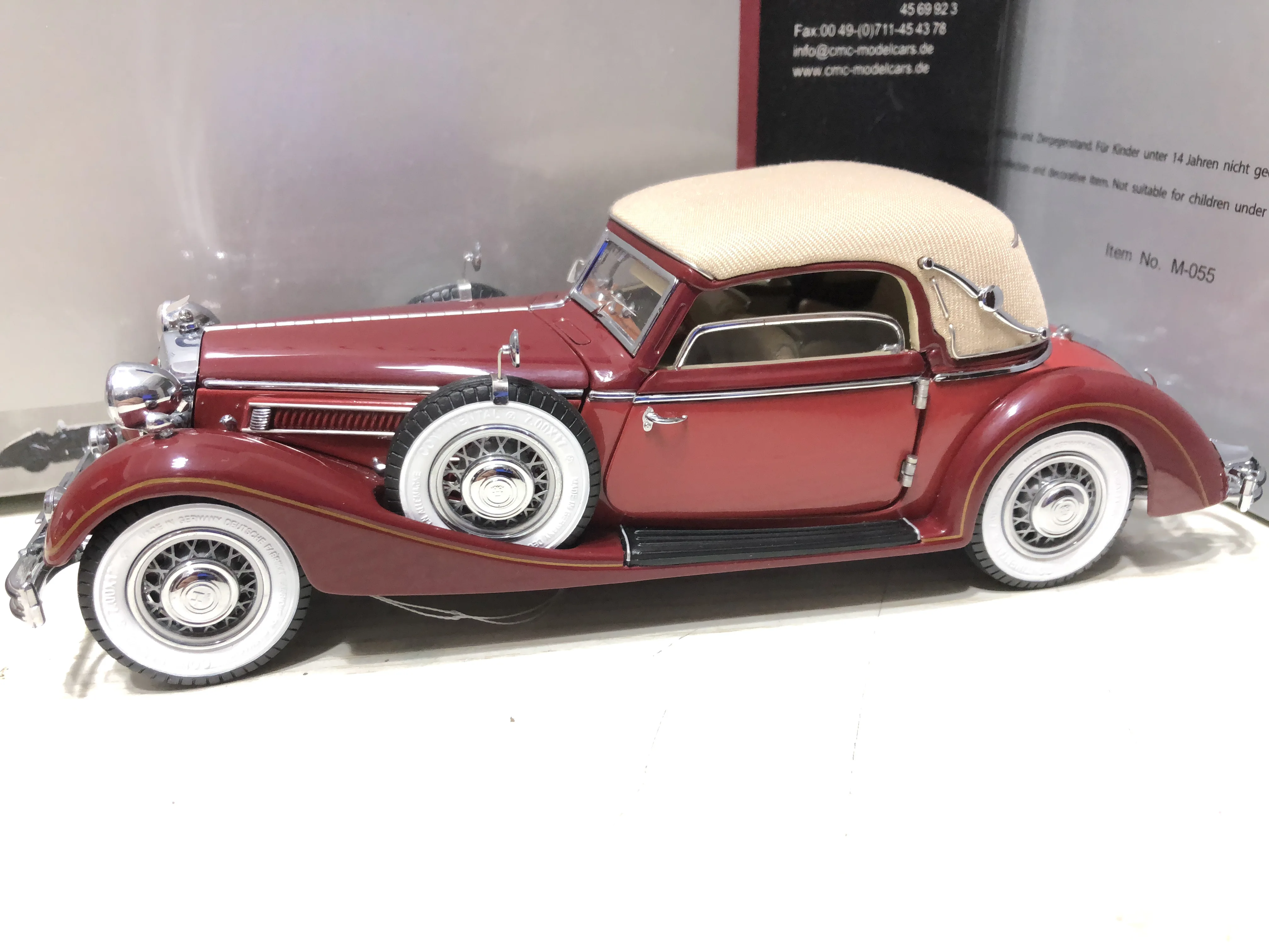 CMC 1:24 Horch 853 1937 Wine Red Vintage Car Alloy Fully Open Simulation Limited Edition Alloy Metal Static Car Model Toy Gift