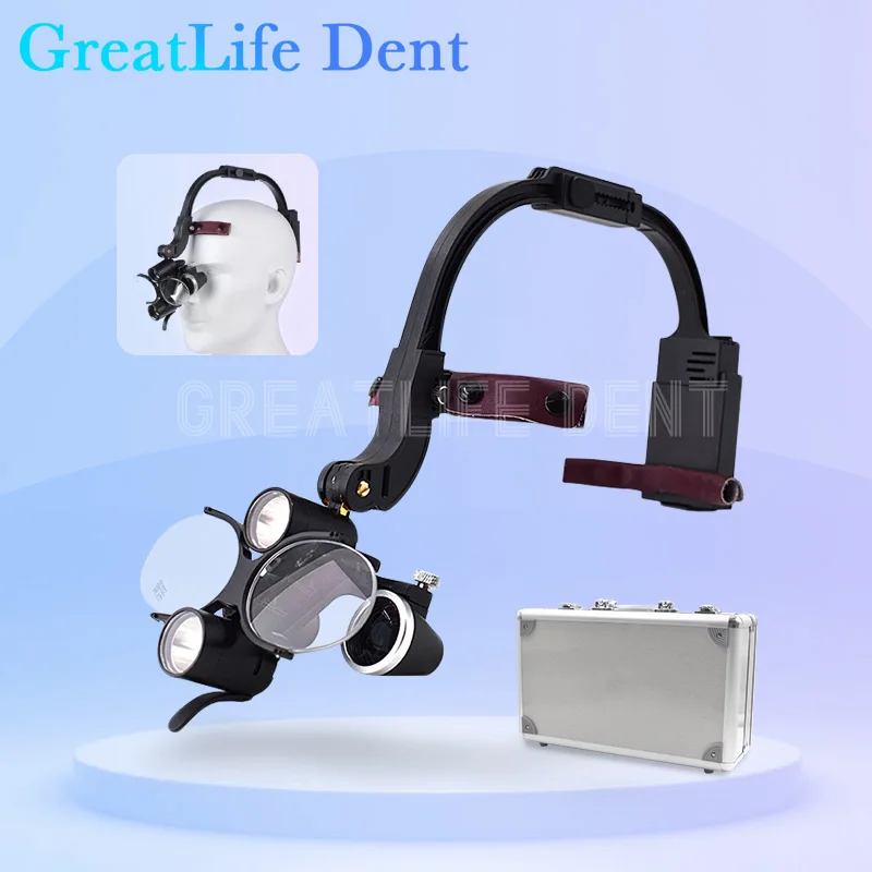 GreatLife Dent Magnifier 2.5X 3.5X Dental Loupes Surgical Headlamp Magnification Binocular Loupes Dental Magnifying Glasses