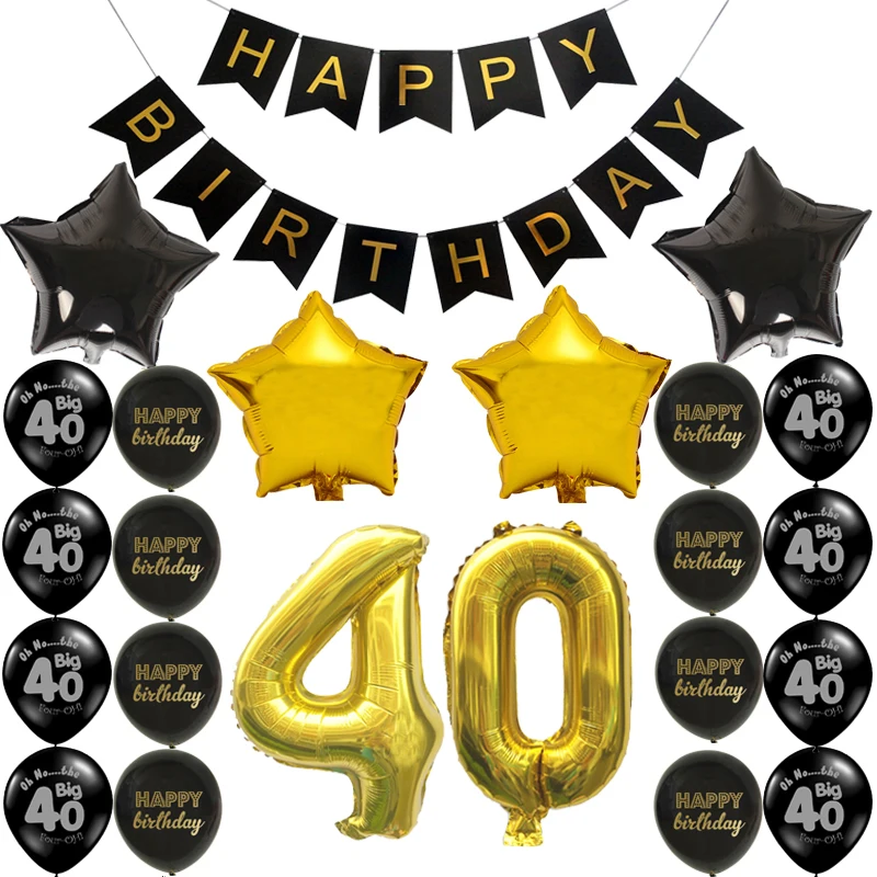 1 Set 30. 40. 50. 60. Geburtstags-Papierbanner Latexballons Happy Birthday DIY Erwachsenen-Geburtstags-Heimparty Jubiläums-Dekorationszubehör – Detail 3