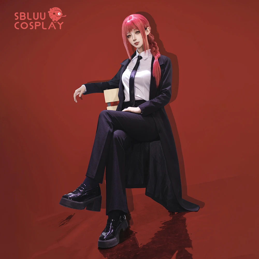 

SBluuCosplay Makima Cosplay Costume R Quality Black Trench Shirt Tie Pants Women Black Suit Uniform Halloween Christmas Gift