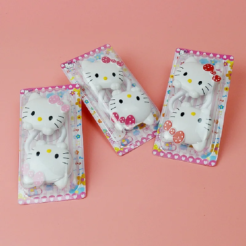 

Kawaii Hello Kitty Cute Cartoon Suction Cup Hooks Bathroom with No Marks Double Hooks Kitchen and Bathroom Clothes Without Marks