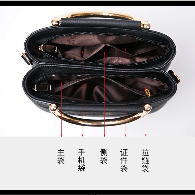 Women Bag Vintage Handbag Casual Tote Fashion Women Messenger Bags Shoulder Top-Handle Purse Wallet Leather New Black Blue