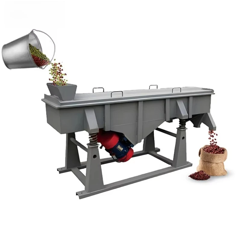 High Efficiency Azuki Bean Sieving Sifter Output 1~5 Tons Linear Vibrating Screen with Vibrating Motor for Food Processing