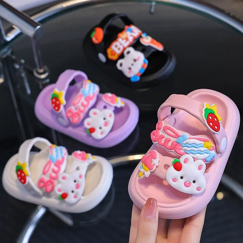 

Girls Sandals Indoor and Outdoor Soft Bottom Non-slip Waterproof Beach Shoes Boys and Girls Cute Cartoon EVA Anti-Odor Slippers