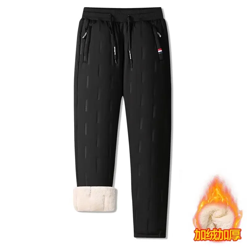 Pantalones térmicos de algodón para hombre, de talla grande pantalón de chándal, grueso, Polar, a prueba de viento, para correr, senderismo, 7XL