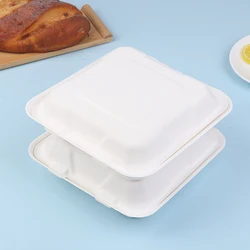 Compostable Disposable 10 Pack 3 Compartment Takeout Lunch Box Containers With Lid To Go Take Out Clamshell For Food