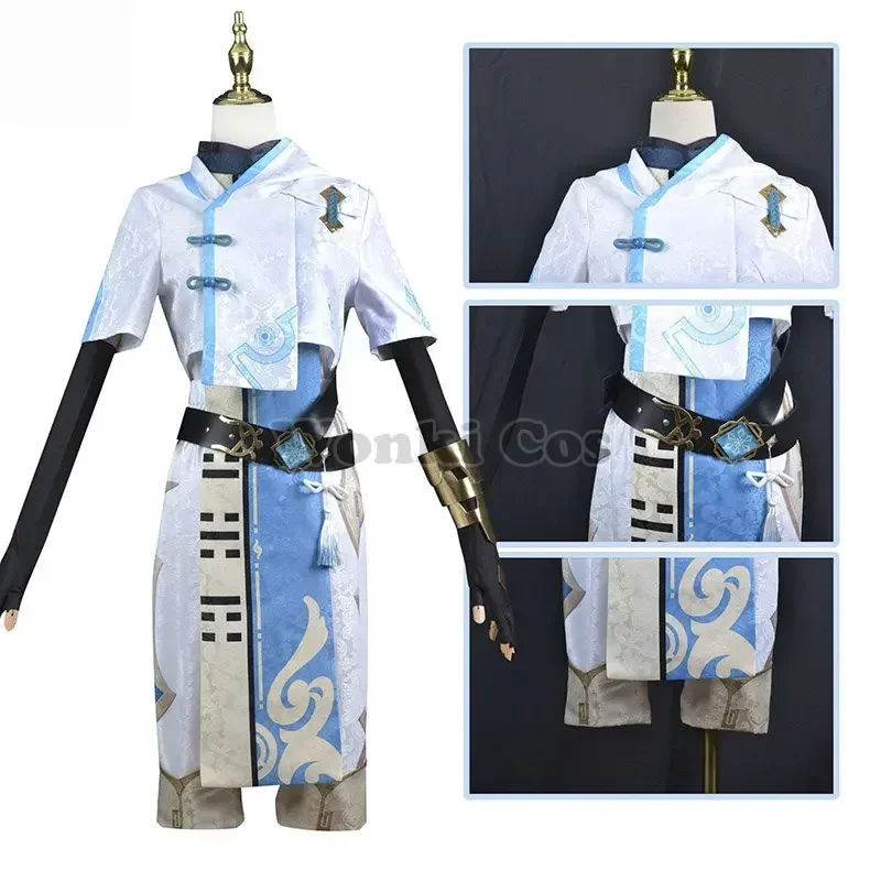 Chongyun Cosplay Kostuum Pruik Gameimpact Liyue Chong Yun Cosplay Kostuum Voor Mannen Jongen Outfits Kostuums Volledige Set