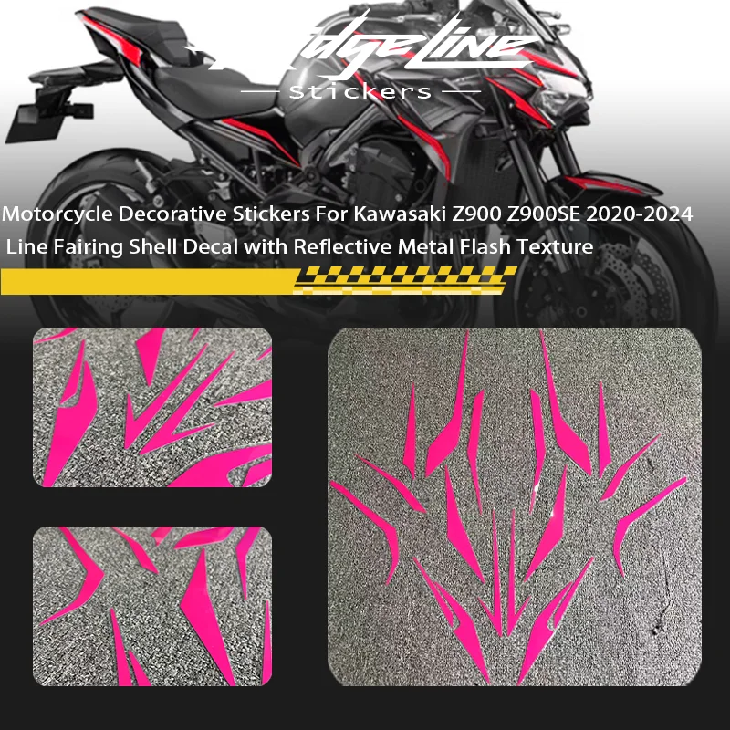 Adesivi decorativi moto per Kawasaki Z900 Z900SE 2020-2024 Linea carenatura Shell Decal con struttura riflettente in metallo Flash