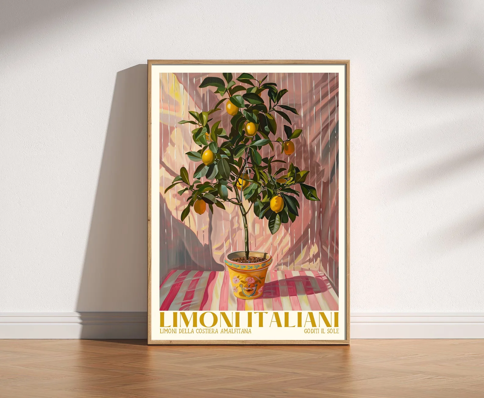 Italienischer Zitronenbaum-Druck, Limoni Italiani, Zitrusfruchtkunst, Zitronenplakat in der Küche, mediterranes Sommerplakat, Retro-Botanik,