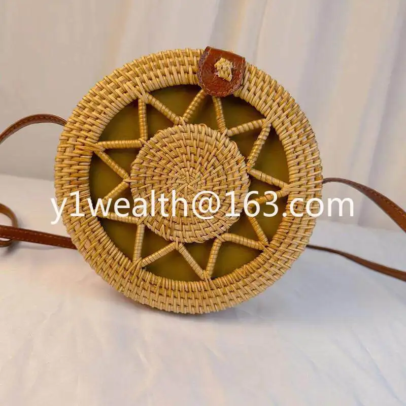 Retro literary and artistic woven small round bag female oblique span mini beach bucket hollow square bag versatile small fresh