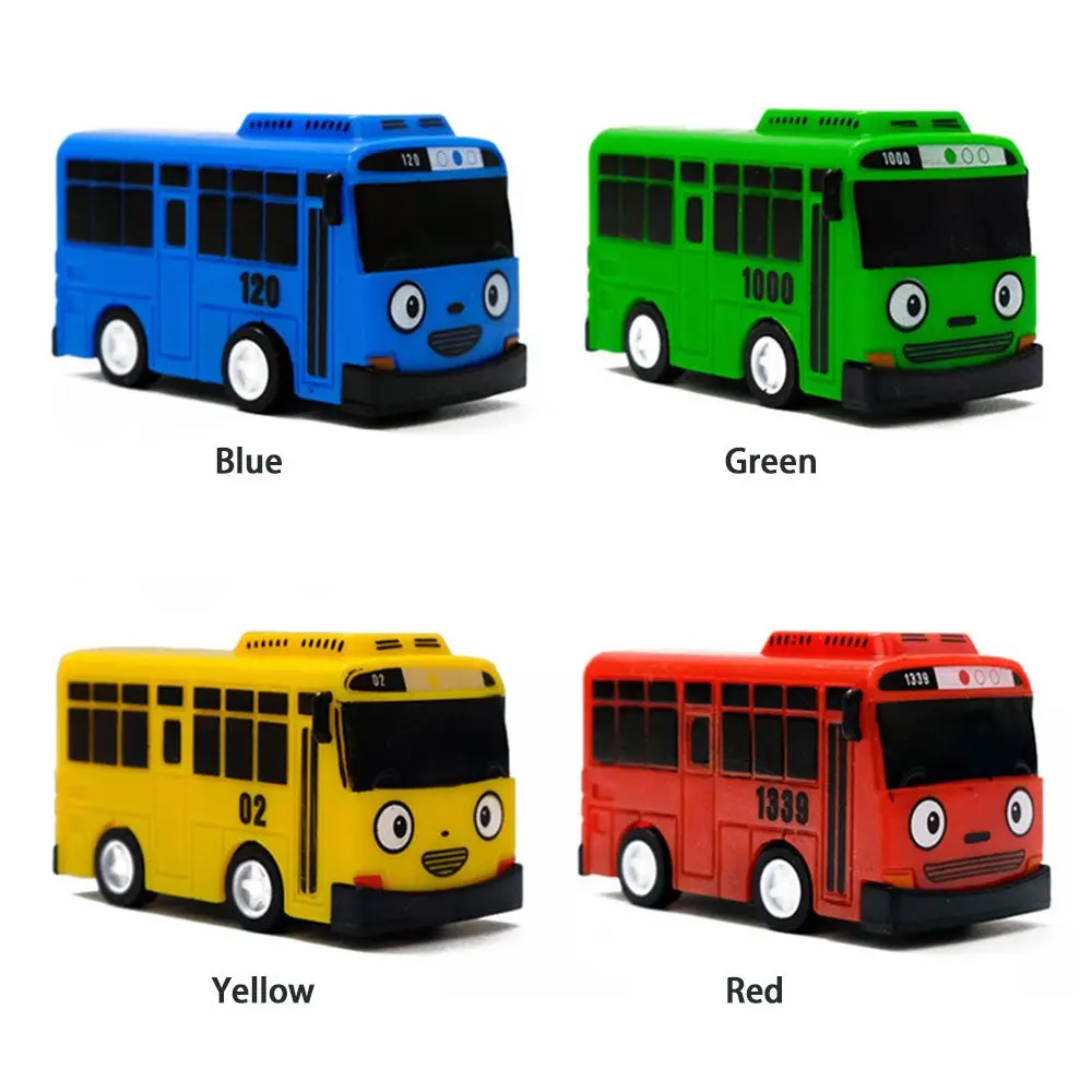 Plastic Cadeaus Kleine Verjaardagsspeeltjes Tayo Bus Auto Mini Pull Back Bus Modelbussen