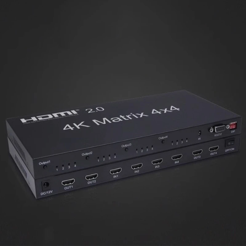 DTECH Support HD 3D TV DT-7030 4K@60Hz HDMI 2.0 4x4 Video Matrix Switcher with IR Control