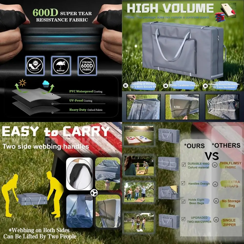 

Cornhole Carrying Case Fits 4' x 2' Regulation Size Board,With Bean Bag Storage,600DHeavy-Duty waterproof Cornhole Boards Bag