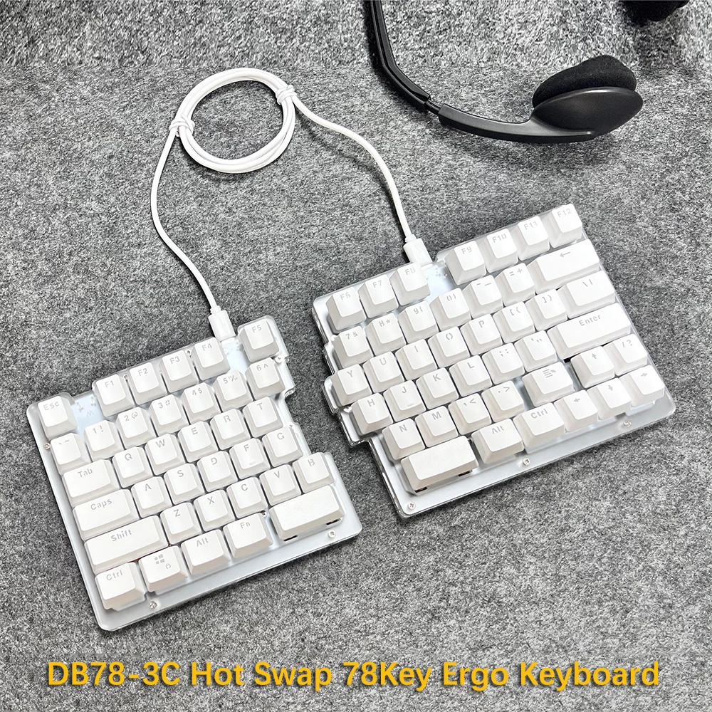 DEBROGLIE DB78-3C Split Keyboard LED Backlit Ergo Hot Swappable 78Key Bootmapper Maro Design Mechanical Wired Games Keyboard