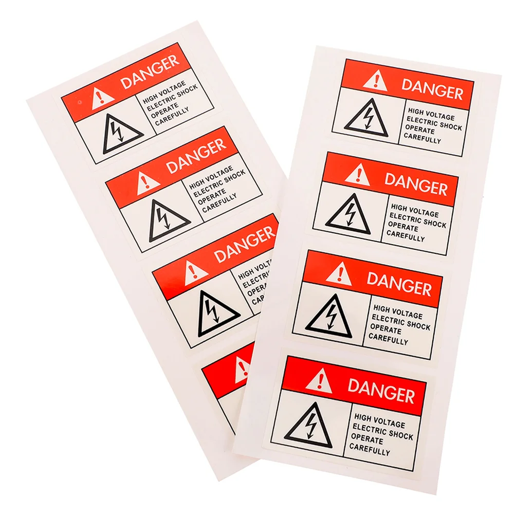 8 Pcs Anti-electric Shock Label Stickers Warning Shocks Labels High Pressure for Caution Sign Danger Pet Film Voltage