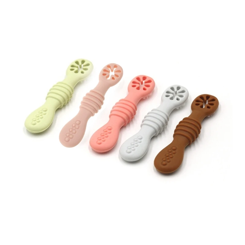 Baby-Led Weaning Silicone Spoon Learning Feeding Training Utensils Newborn Toddler Tableware